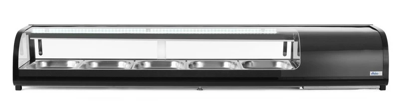 Arktic Sushi-Vitrine – GN 1 / 2 – 230 V / 190 W – Schwarz – 420 × 1800 × H 265 mm