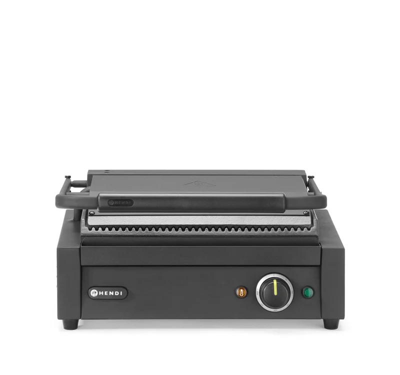 HENDI Kontaktgrill Panini – 220-240 V / 2200 W – Schwarz – 430 × 375 × H 216 mm