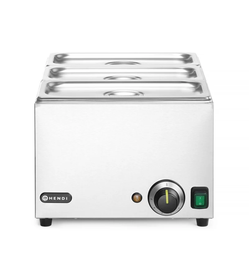 HENDI Set: Bain-Marie Ranger + 3x GN 1 / 3 Behälter mit Deckel – 230 V / 1000 W – 590 × 332 × H 242 mm