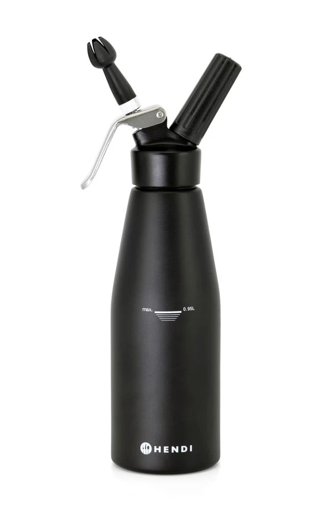 HENDI Sahnespender, schwarz – Kitchen Line – 0,95 l – Ø 95 × H 320 mm