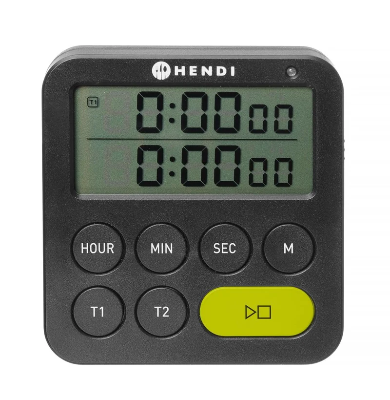 HENDI Timer, doppelt – Schwarz – 82 × 20 × H 86 mm
