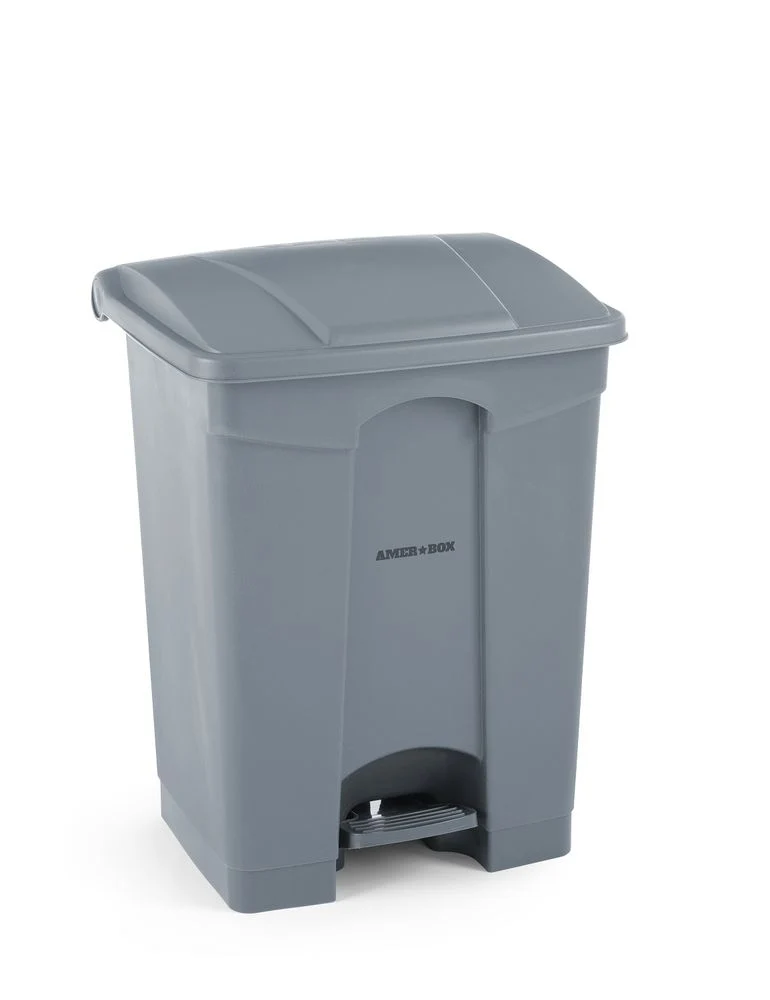 AmerBox Tret-Abfalleimer – 87 l – Hellgrau – 500 × 410 × H 815 mm