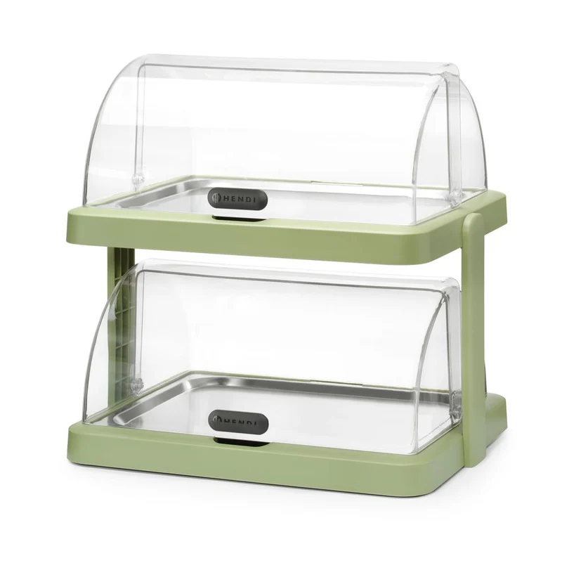HENDI Rolltop Kühldisplay Duo UNIQ – designed by Robert Bronwasser – Doppelt – Grün – 480 × 355 × 480 mm – Rechteckig
