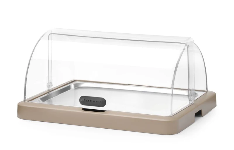 HENDI Rolltop Kühldisplay Duo UNIQ – designed by Robert Bronwasser – Einzel – Beige – 460 × 355 × 220 mm – Rechteckig