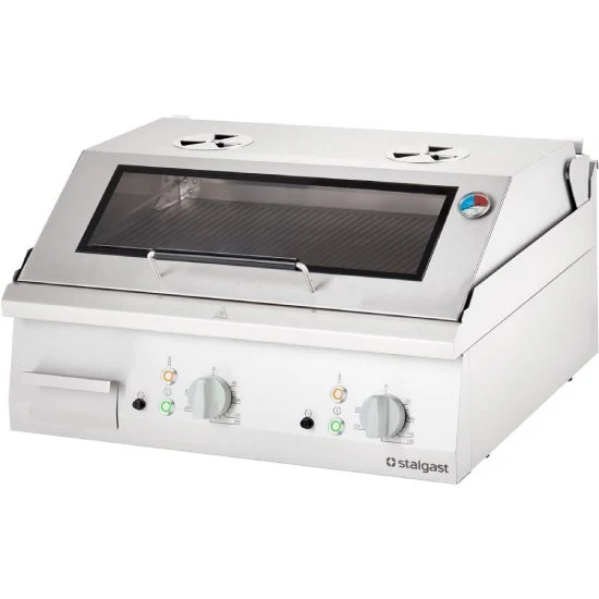 Elektro-Griddleplatte mit Haube als Tischgerät, Serie 700 ND - gerillt 800x700x430 mm