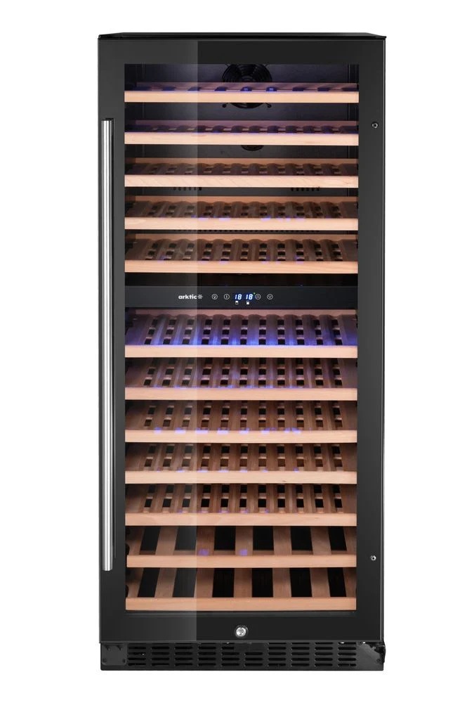 Arktic Weinkühler, 2 Zonen, 124 Flaschen – Schwarz – 569 × 595 × H 1397 mm