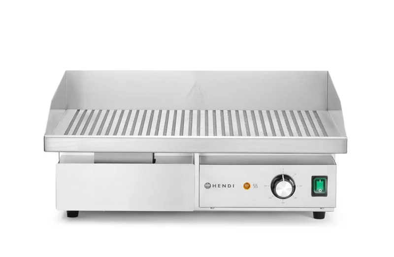 HENDI Gerillte Grillplatte – Budget Line – 230 V / 3000 W – 550 × 430 × H 240 mm