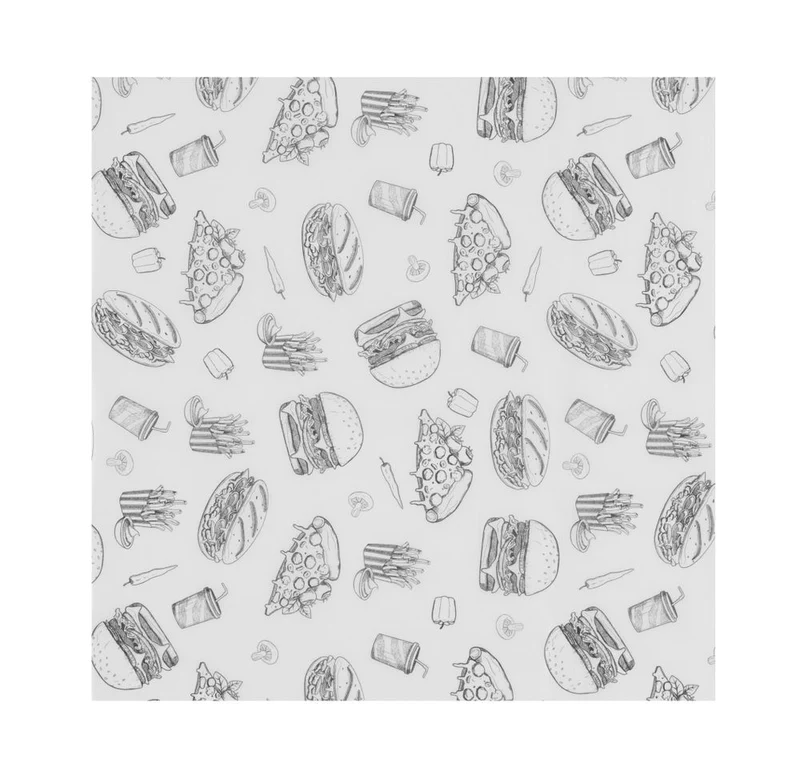 HENDI Einschlagpapier, fettdicht – Fastfood-Muster – 305 × 305 mm – 500 Stück