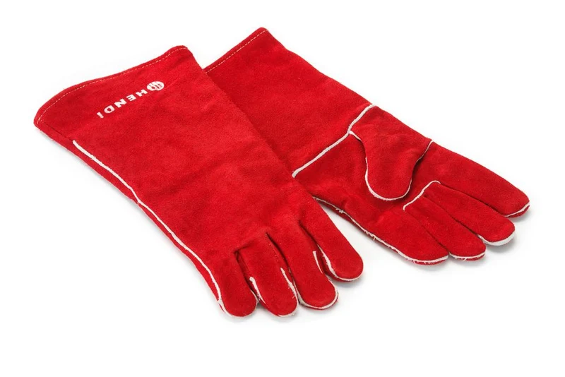 HENDI Hitzebeständige Handschuhe, Leder – Rot – 2 Stück