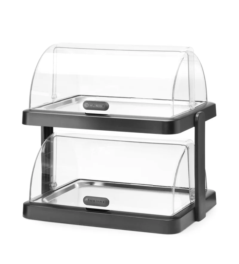 HENDI Rolltop Kühldisplay Duo UNIQ – designed by Robert Bronwasser – Doppelt – Schwarz – 480 × 355 × 480 mm – Rechteckig
