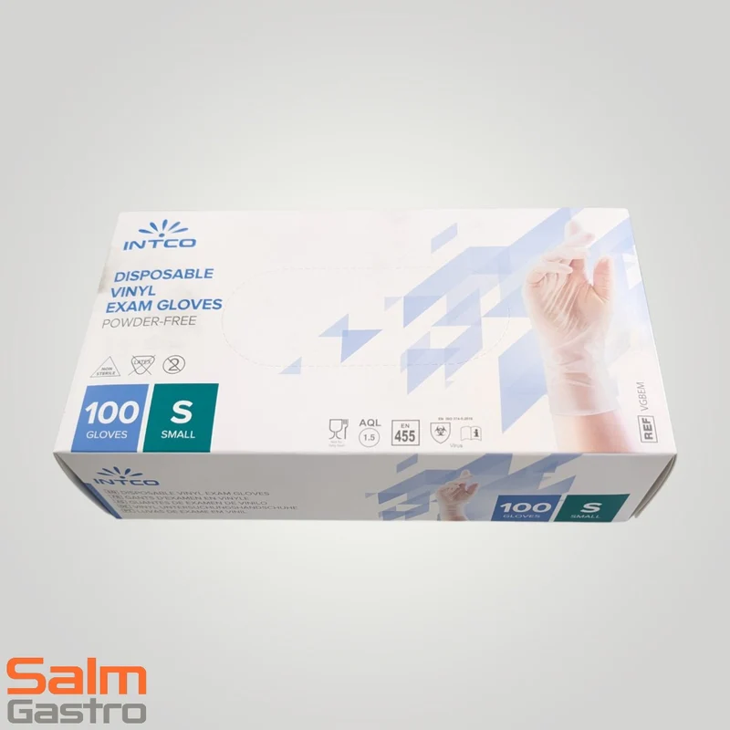 1KT = 1.000Stk. Inteco Handschuh Einweg Vinyl weiß divers GR S MHD 03/26