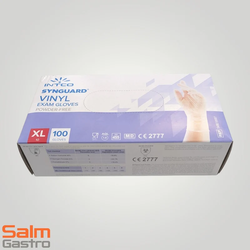 1KT = 1.000Stk. Inteco Handschuh Einweg Vinyl weiß divers GR XL MHD 04/26