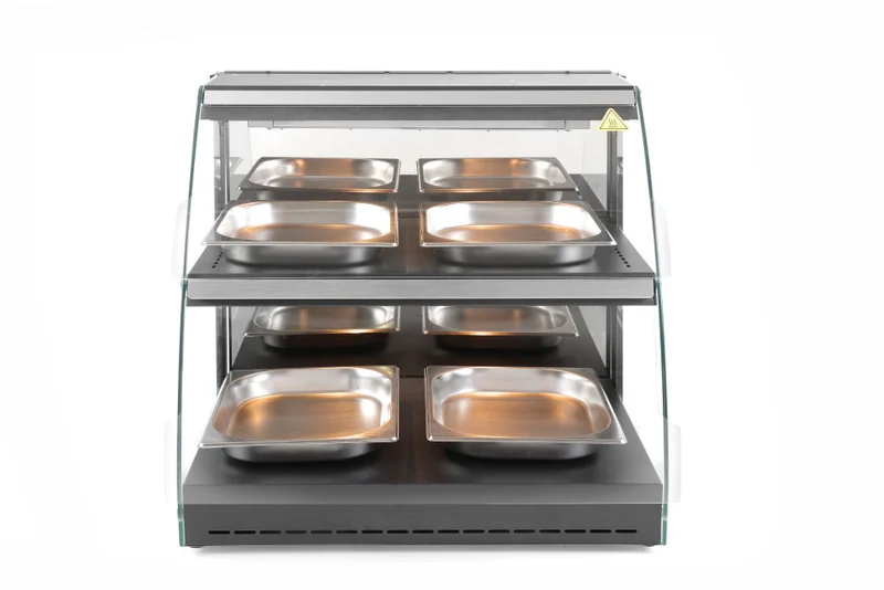 Warmhaltevitrine mit Quarzheizung, 2 Regalböden