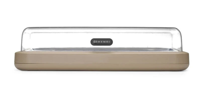 HENDI Kühldisplay UNIQ – designed by Robert Bronwasser – GN 1 / 1 – Beige – 593 × 389 × 147 mm – Rechteckig