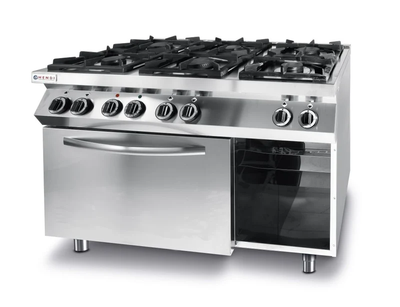 Gaskocher Kitchen Line 6 Brenner mit elektrischem Ofen GN 1/1
