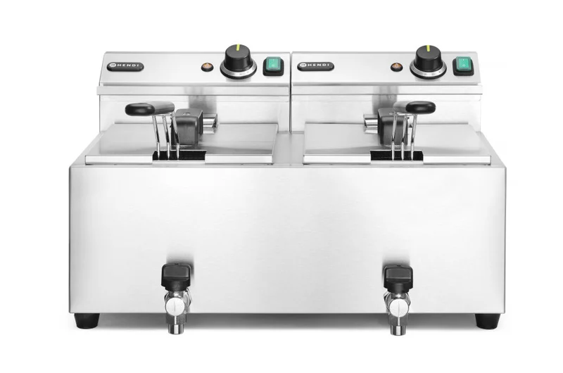 Profi Line Fritteuse mit Ablasshahn, 2 × 8 l