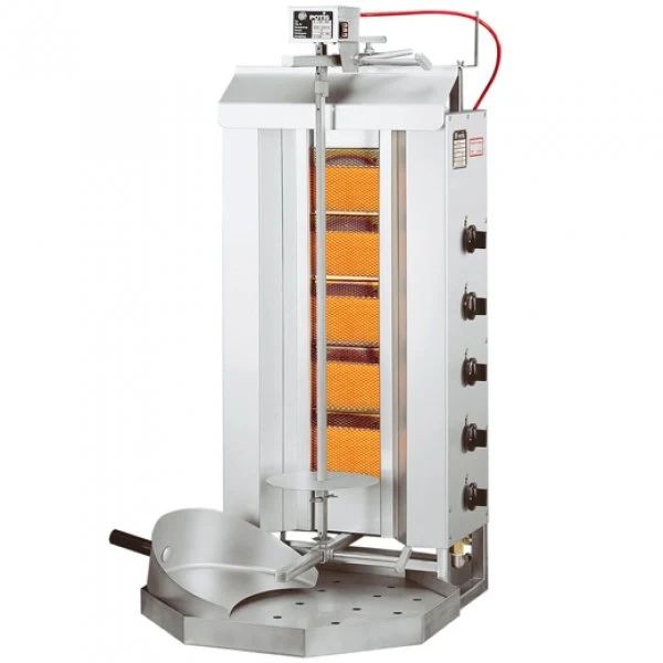 Potis G3 Gas Dönergrill, 3 Brenner Gyrosgrill, Motor oben, 50kg Kapazität, 8,75kW, Edelstahl Gastro