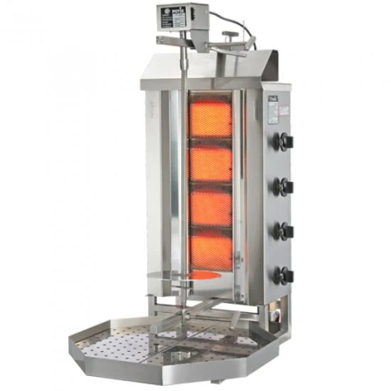 Potis G2 Gas Dönergrill, 2 Brenner Gyrosgrill, Motor oben, 30kg Kapazität, 7kW, Edelstahl Gastro
