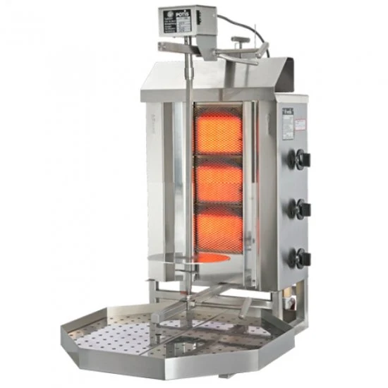 Potis G1 Gas Dönergrill, 1 Brenner Gyrosgrill, Motor oben, 15kg Kapazität, 5,25kW, Edelstahl Gastro