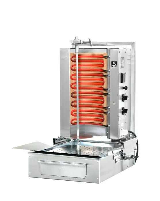 Potis F E2 Elektro Dönergrill, Gyrosgrill Motor unten, 30kg Kapazität, 6kW 400V, Edelstahl Gastro