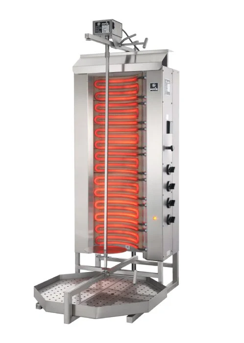 Potis E4 Elektro Dönergrill, Gyrosgrill Motor oben, 80kg Kapazität, 10,5kW 400V, Edelstahl Gastro