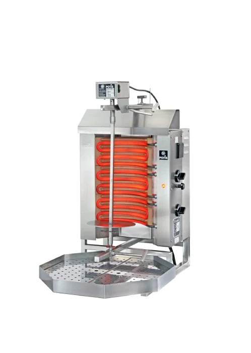 Potis E1 Elektro Dönergrill, Mini Gyrosgrill 230V, 7kg Kapazität, 3kW, Motor oben, Edelstahl Heim & Gastro