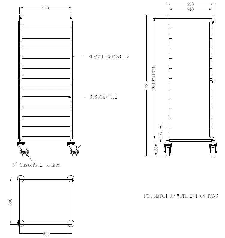 Abräumwagen zerlegbar 2/1 GN