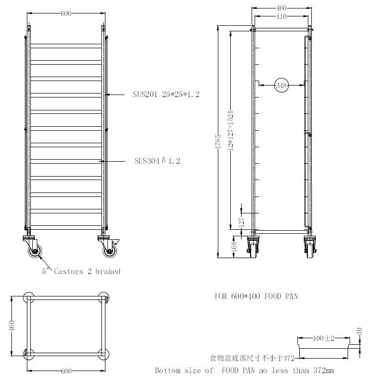 Abräumwagen zerlegbar EN 600x400