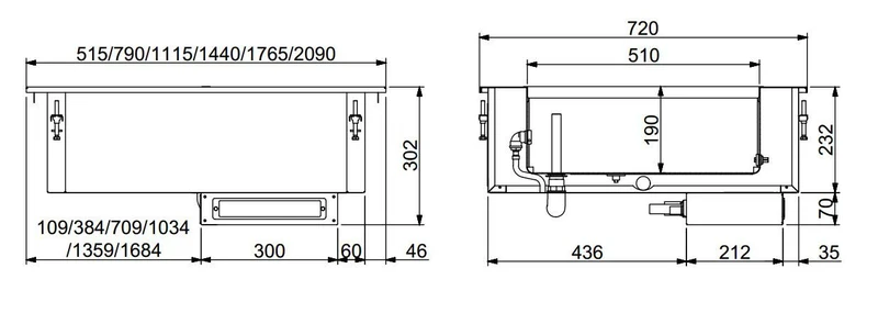 Einbau - Bain - Marie 3/1 - Manuelle Wasserbefüllung