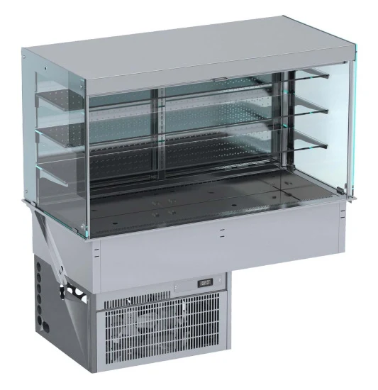 Einbau - Wandmodell - Kühlvitrine eckig – Mit Rollvorhang 3/1 GN