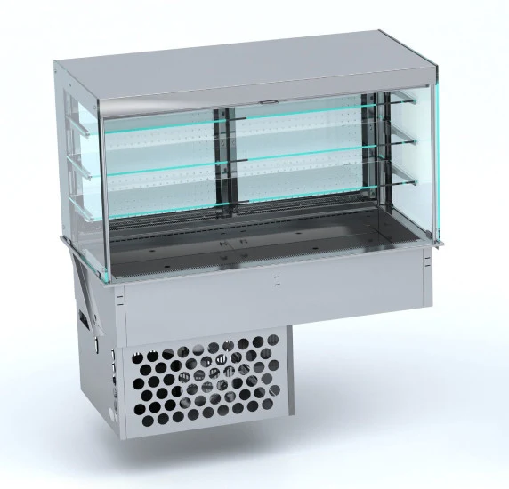 Einbaukühlvitrine eckig – mit Rollvorhang 4/1 GN