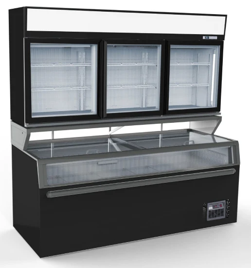 Wandtiefkühlung schwarz, 3 Glastüren, 546 / 900 Liter
