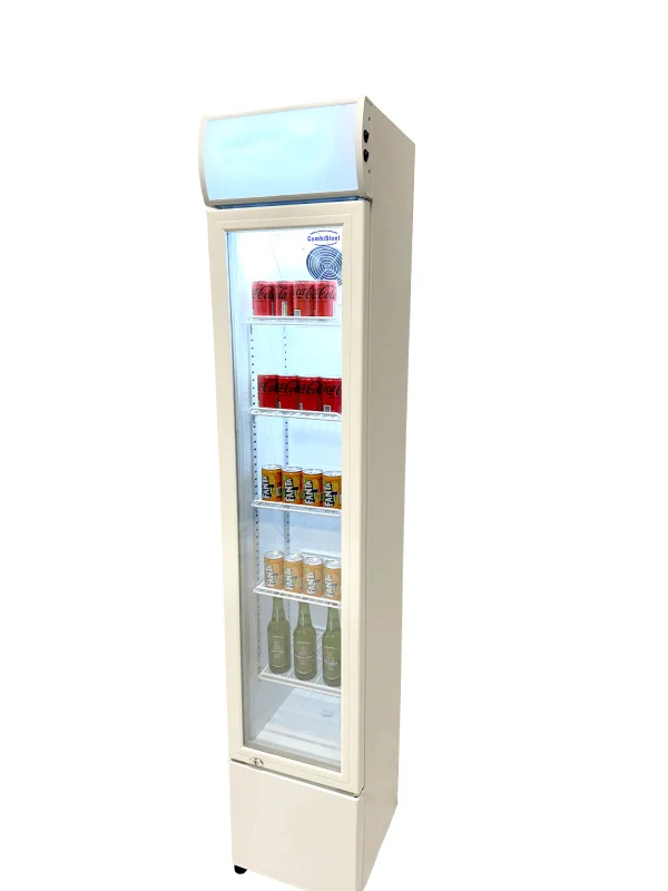 Getränkekühlschrank / Kühlschrank mit Glastür schmal, weiß, 105 Liter