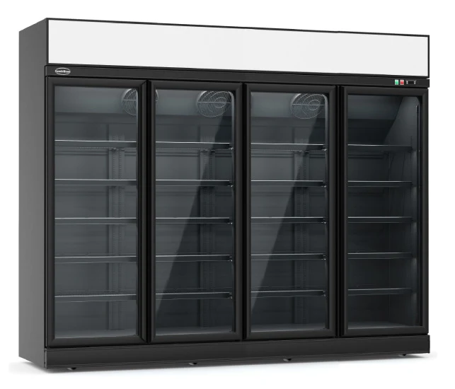 Tiefkühlschrank mit 4 Glastüren, schwarz INS-2060F BL