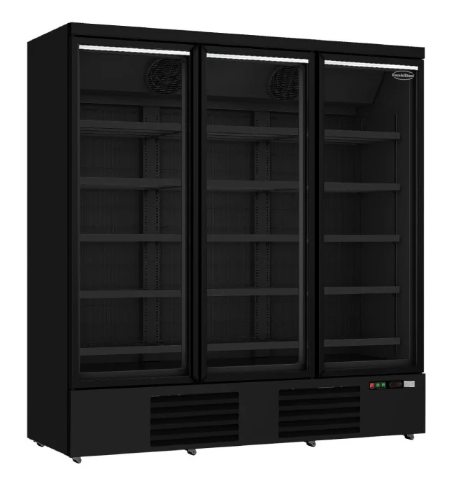 Tiefkühlschrank mit 3 Glastüren, schwarz, 1450 Liter