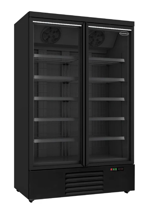 Tiefkühlschrank mit 2 Glastüren, schwarz, 1000 Liter