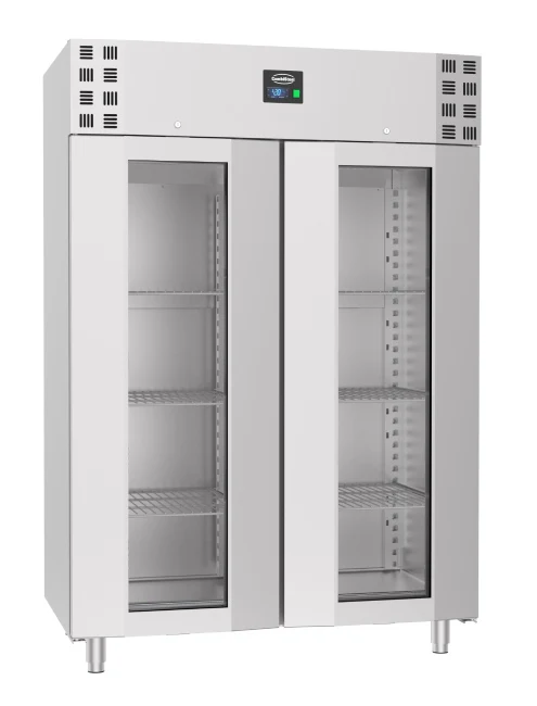 Tiefkühlschrank aus Edelstahl, mit Glastür, Monoblock, 1400 Liter