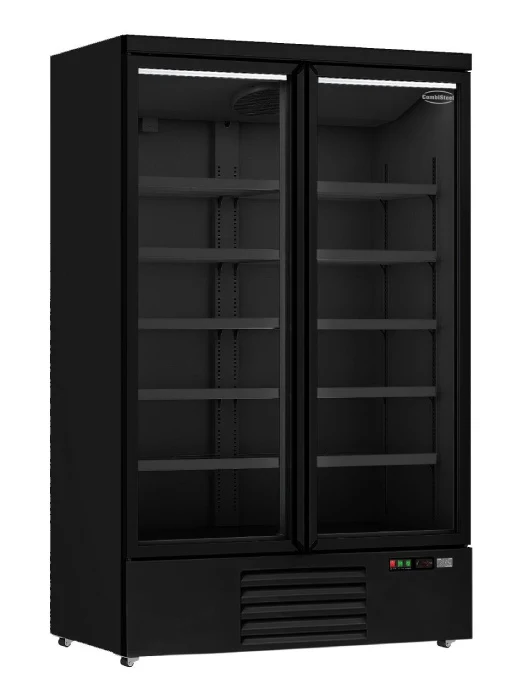 Kühlschrank / Getränkekühlschrank / Supermarktkühlung mit 2 Glastüren JDE-1000L schwarz