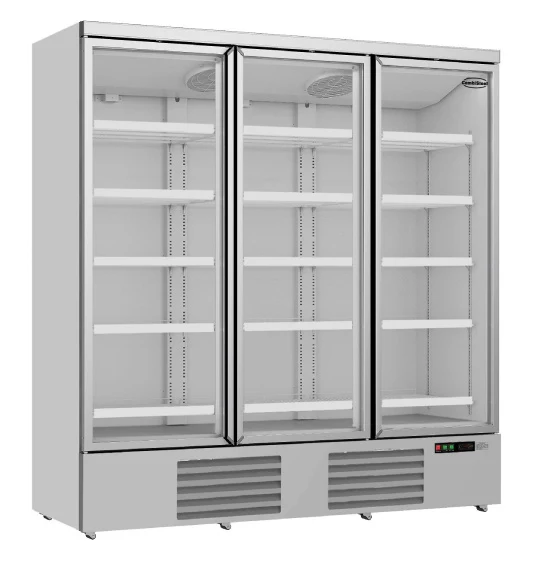 Getränkekühlschrank mit 3 Türen, Supermarktkühlung, Glas, JDE-1530L weiß