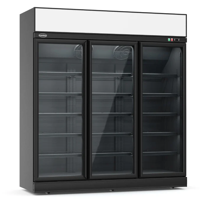 Kühlschrank / Getränkekühlschrank / Supermarktkühlung Mit 3 Glastüren Schwarz 1530 L