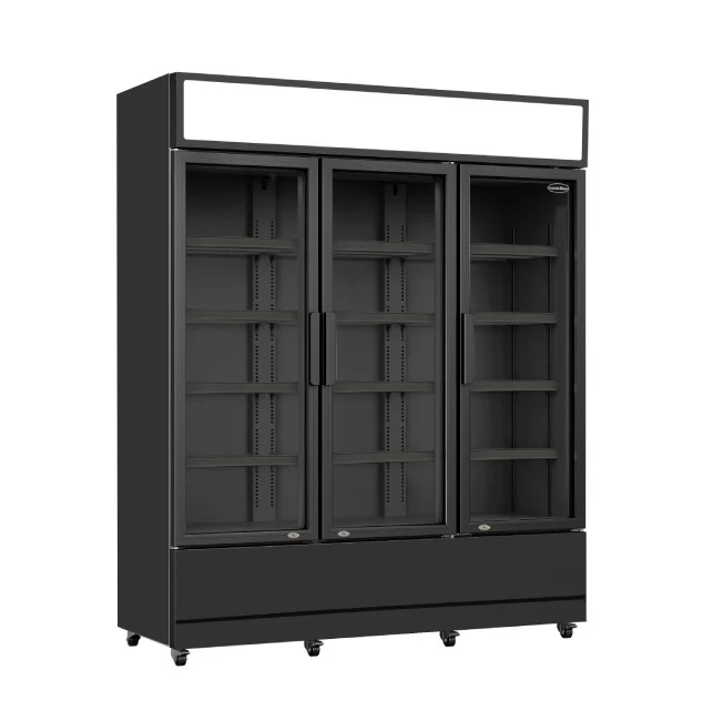 Kühlschrank/ Getränkekühlschrank mit 3 Glastüren, 1065 Liter, in schwarz