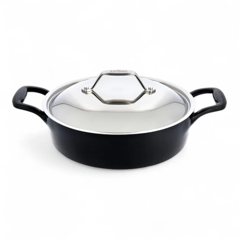 1 Stück Hepp All-Clad Topf flach Ø26 Guss.email.black